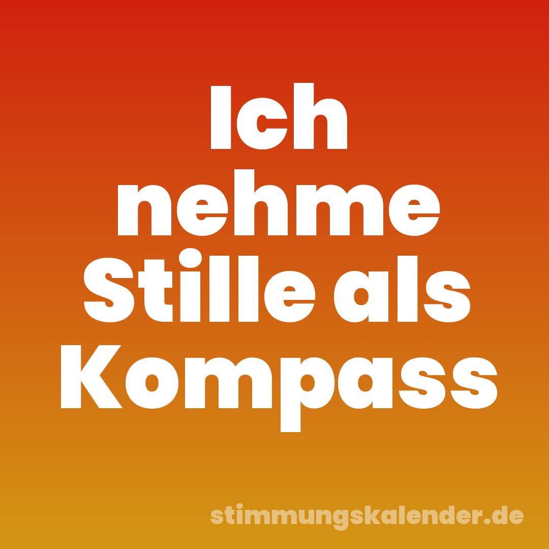 Ich nehme Stille als Kompass