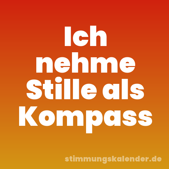 Ich nehme Stille als Kompass