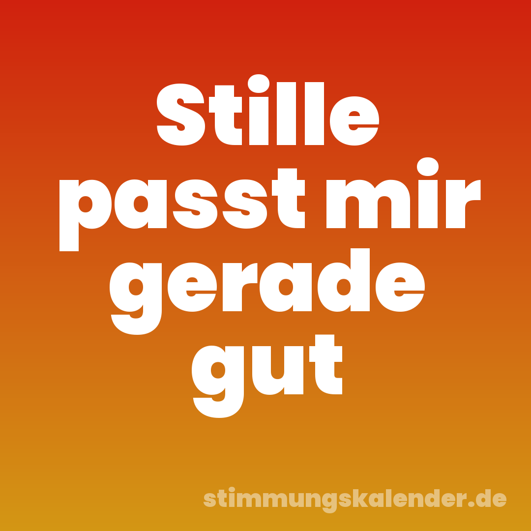 Stille passt mir gerade gut