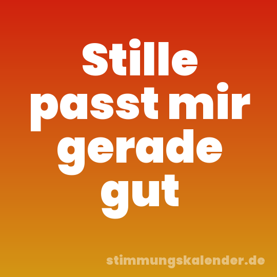 Stille passt mir gerade gut