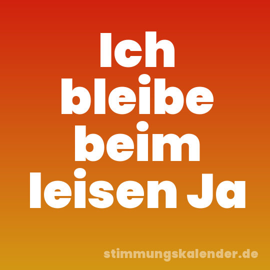 Ich bleibe beim leisen Ja