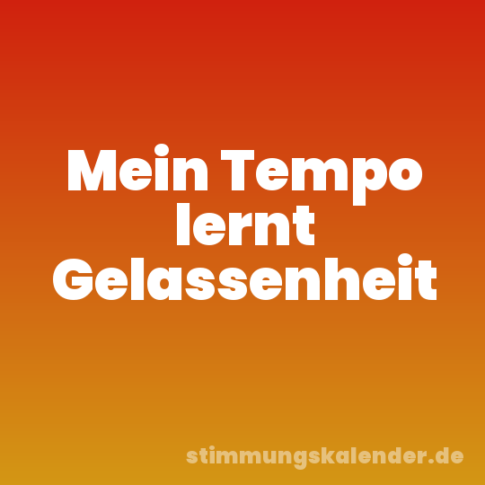 Mein Tempo lernt Gelassenheit