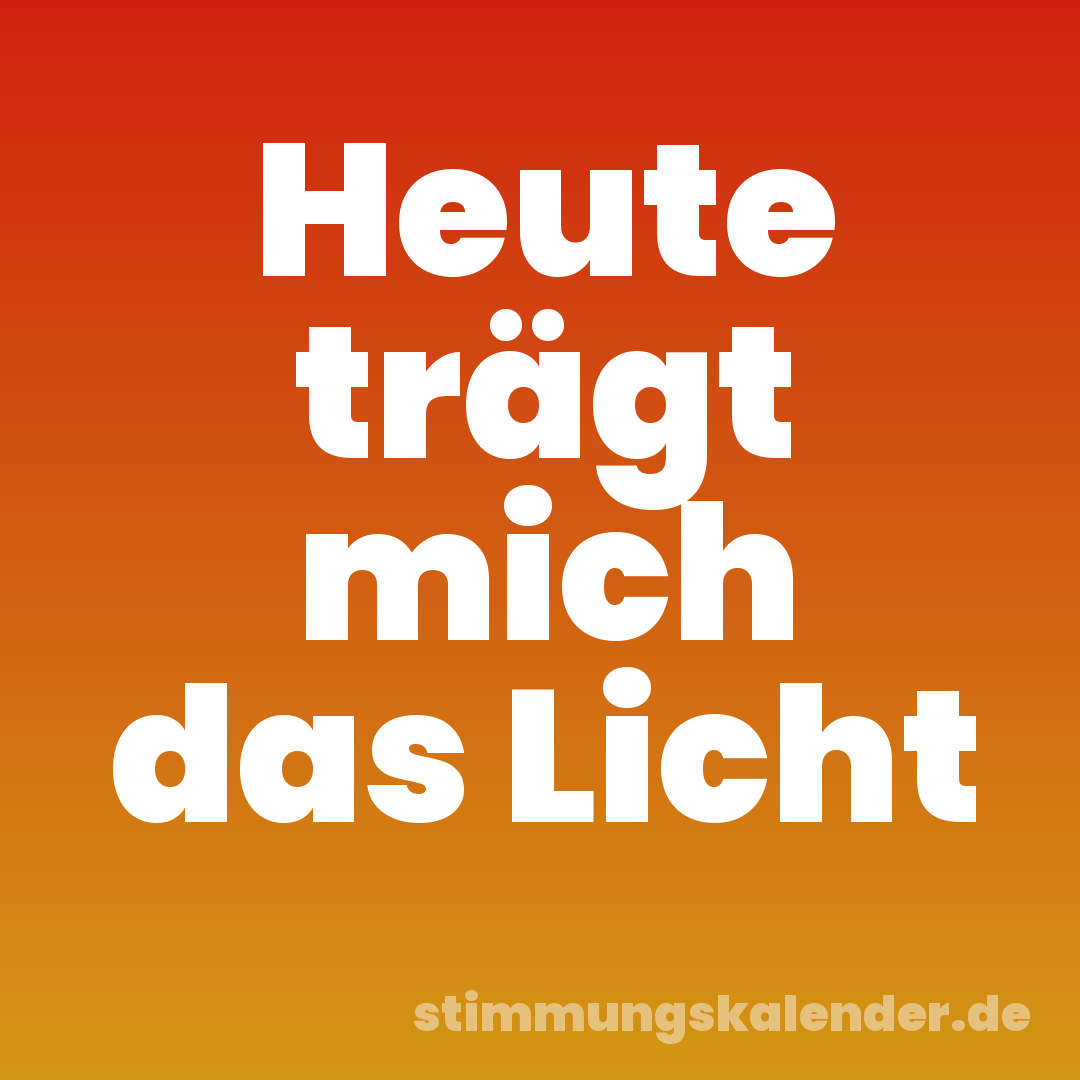 Heute trägt mich das Licht