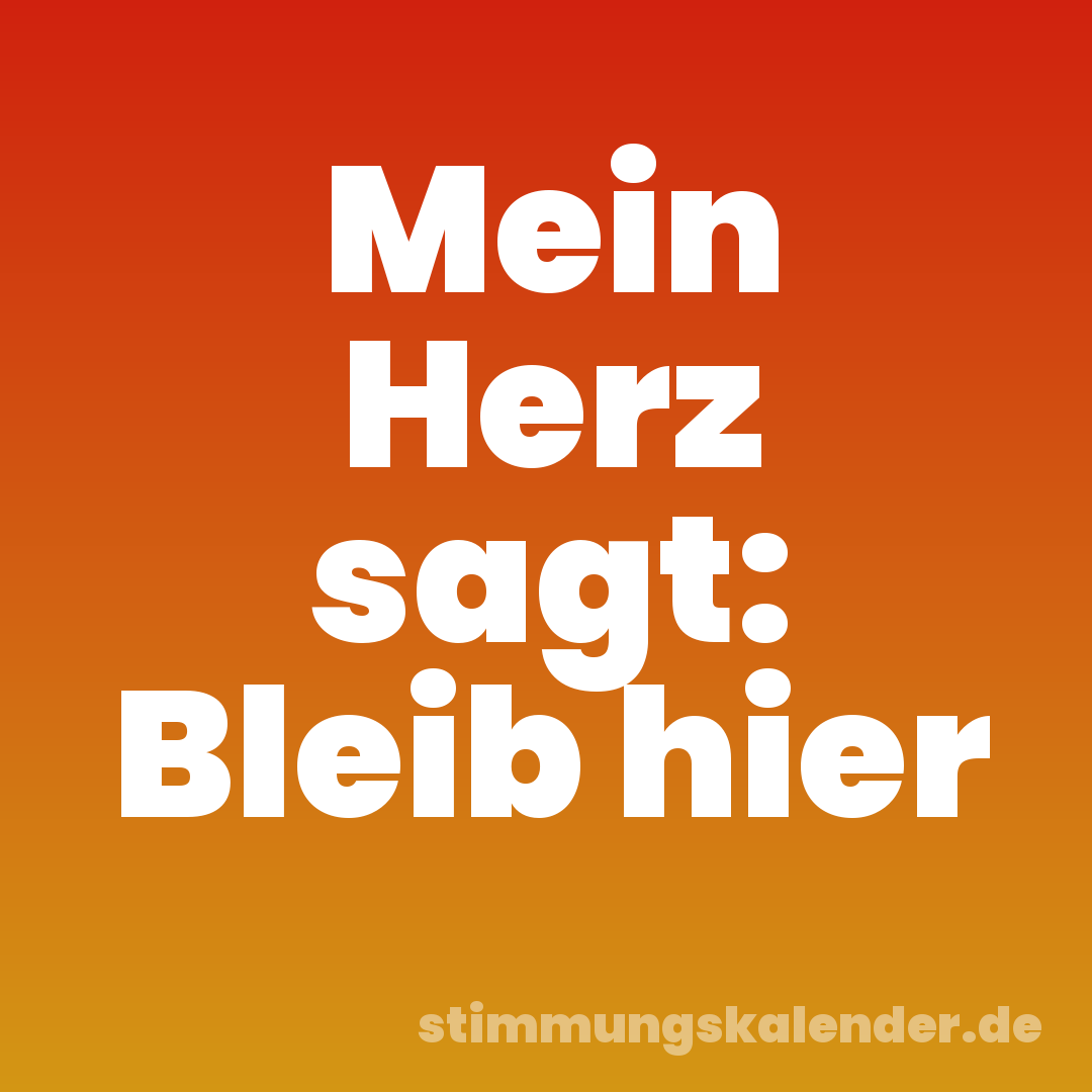 Mein Herz sagt: Bleib hier
