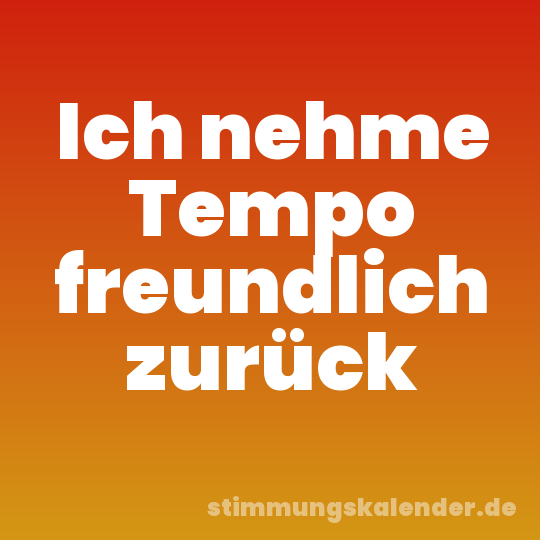 Ich nehme Tempo freundlich zurück