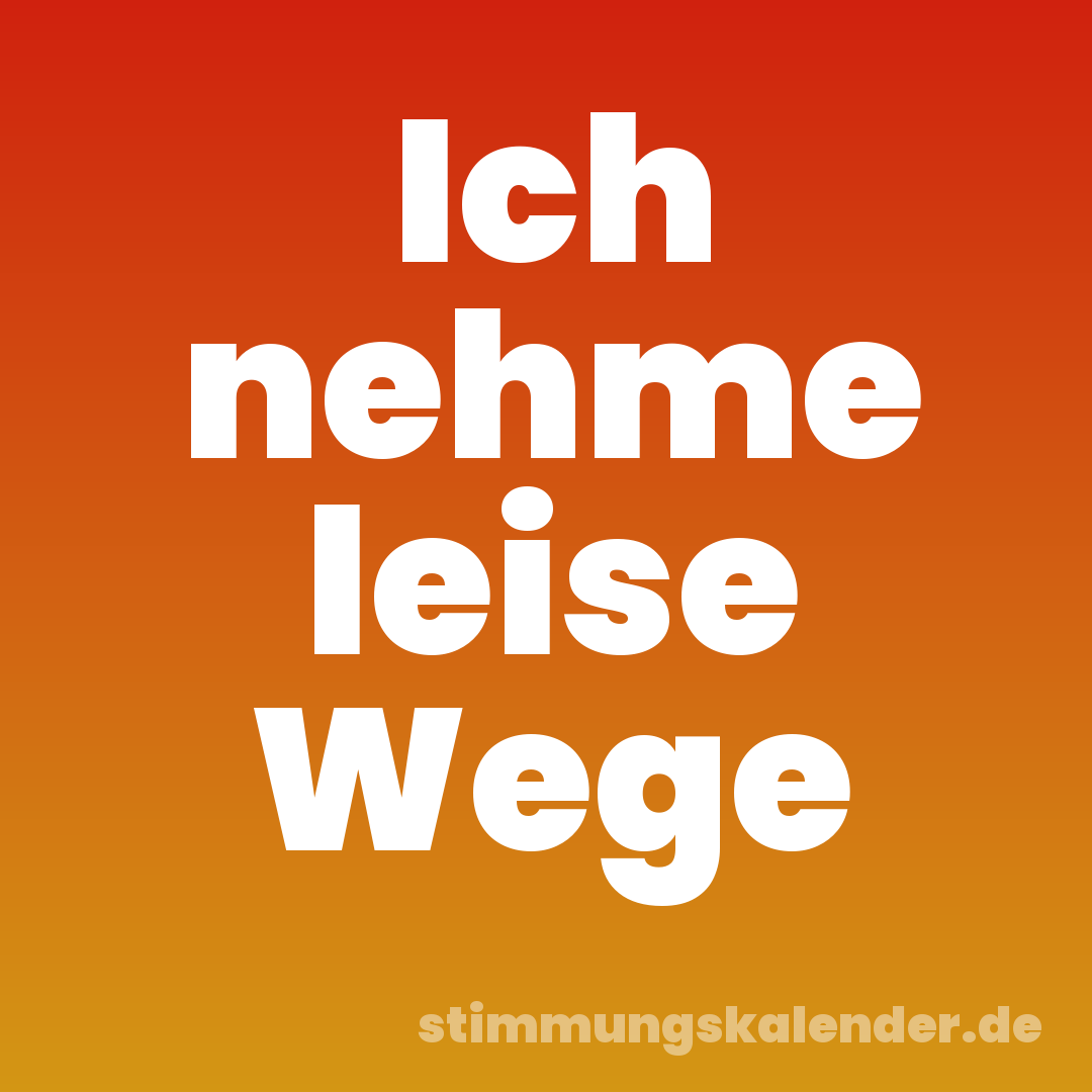 Ich nehme leise Wege