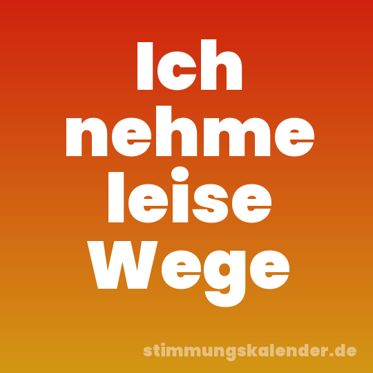 Ich nehme leise Wege
