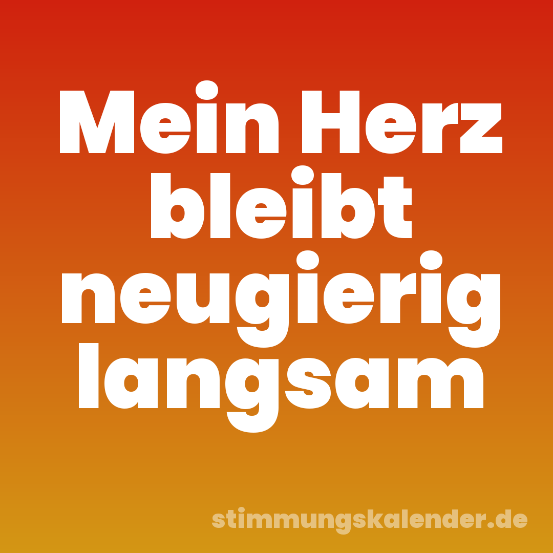 Mein Herz bleibt neugierig langsam