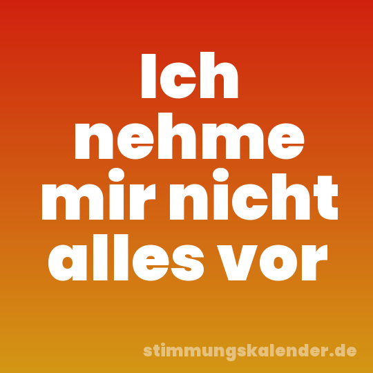 Ich nehme mir nicht alles vor