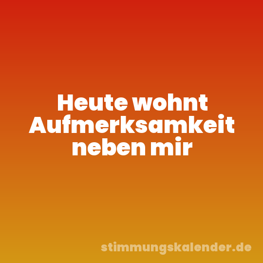 Heute wohnt Aufmerksamkeit neben mir