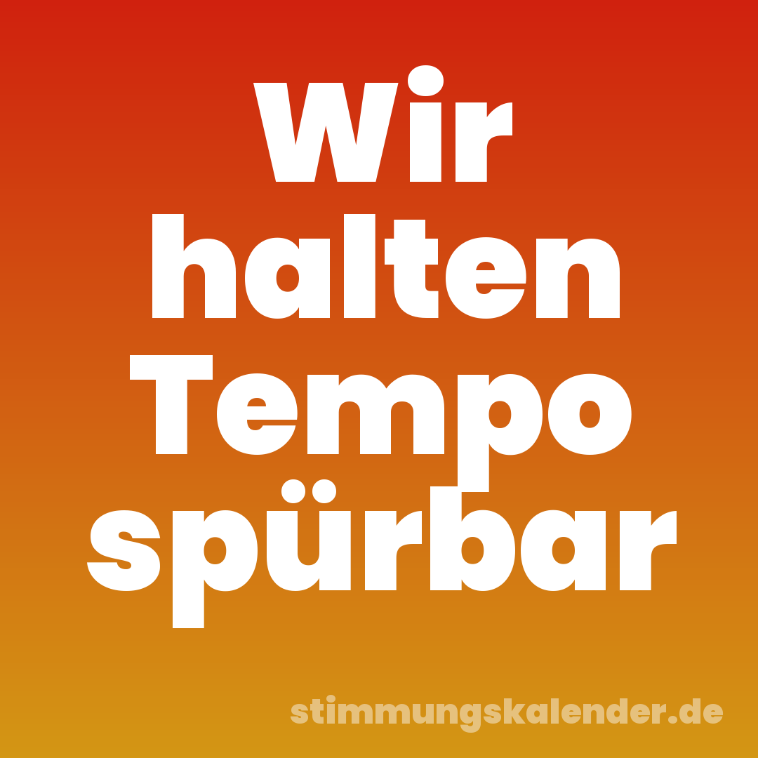 Wir halten Tempo spürbar