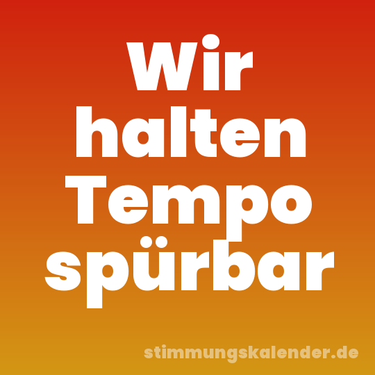 Wir halten Tempo spürbar