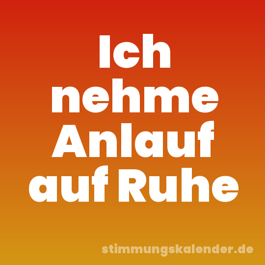 Ich nehme Anlauf auf Ruhe