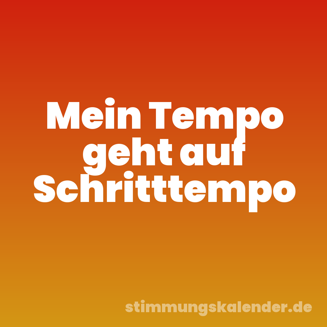 Mein Tempo geht auf Schritttempo