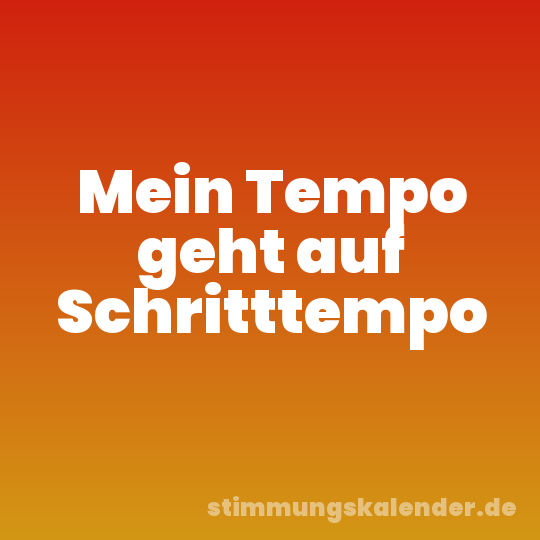 Mein Tempo geht auf Schritttempo