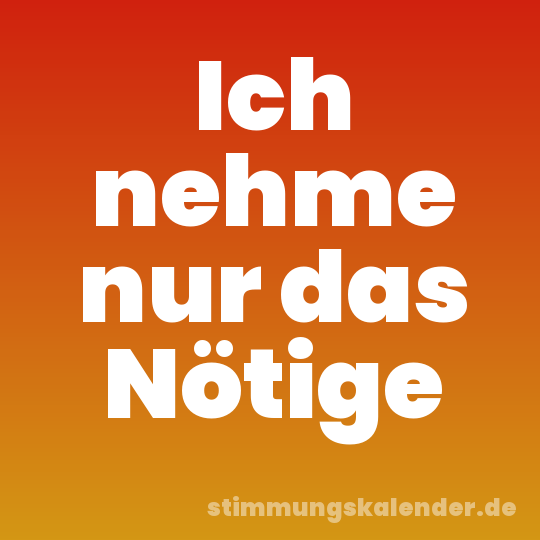 Ich nehme nur das Nötige