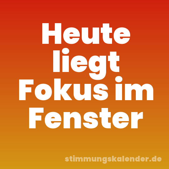 Heute liegt Fokus im Fenster