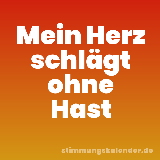 Mein Herz schlägt ohne Hast