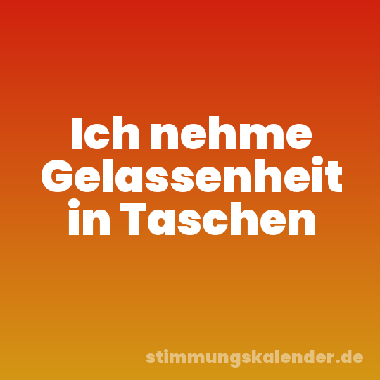 Ich nehme Gelassenheit in Taschen