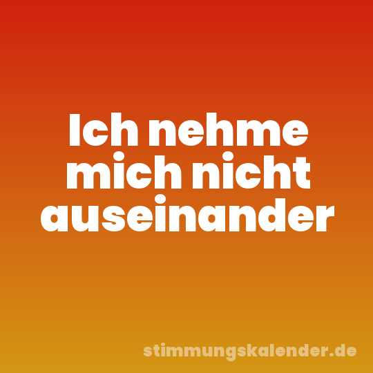 Ich nehme mich nicht auseinander