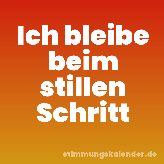 Ich bleibe beim stillen Schritt