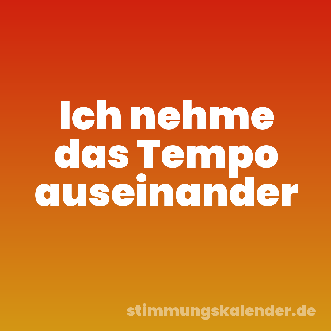 Ich nehme das Tempo auseinander