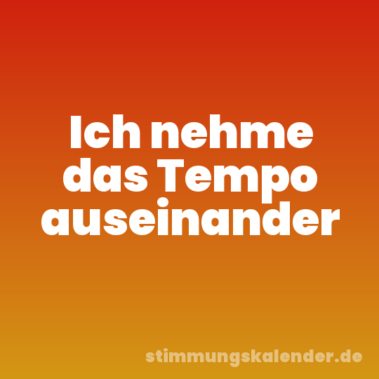 Ich nehme das Tempo auseinander