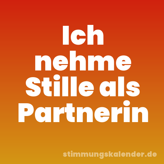Ich nehme Stille als Partnerin