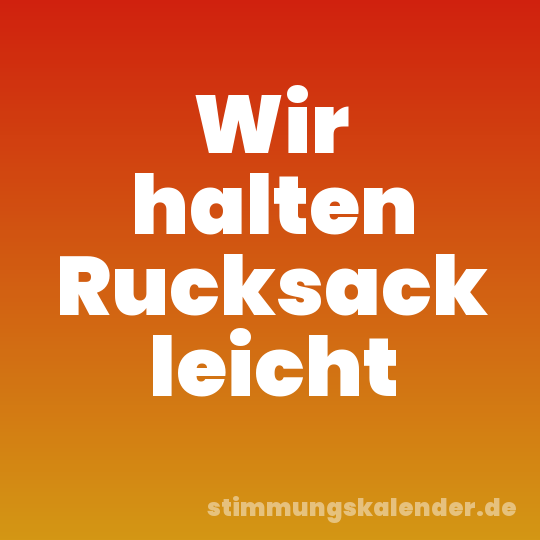 Wir halten Rucksack leicht
