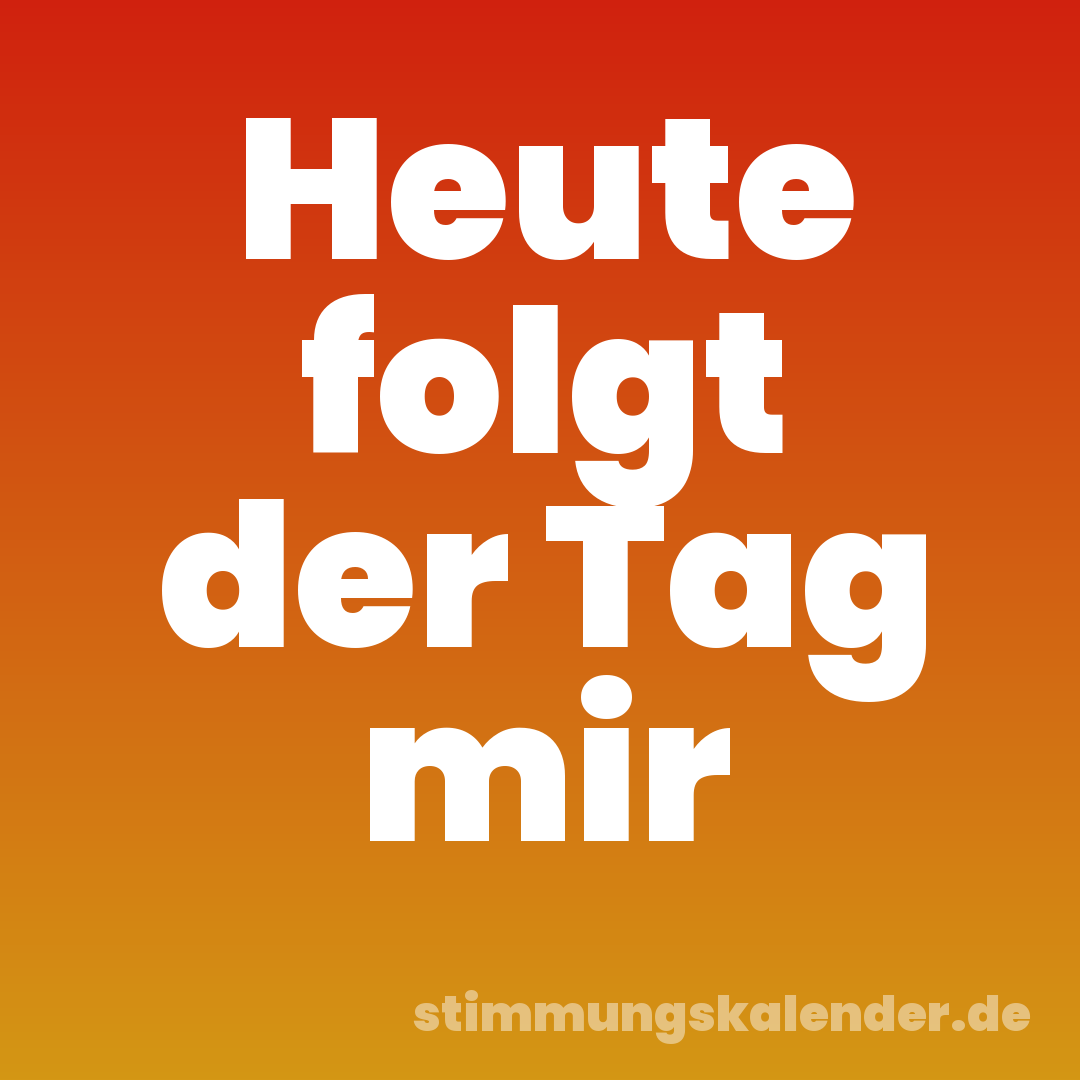 Heute folgt der Tag mir