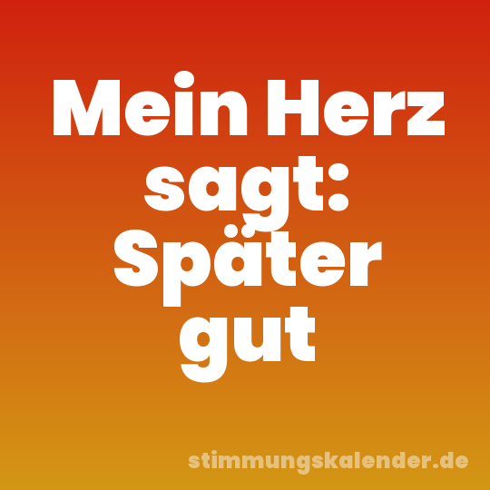 Mein Herz sagt: Später gut