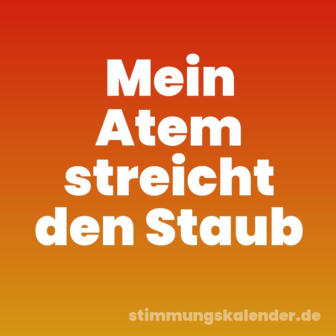 Mein Atem streicht den Staub