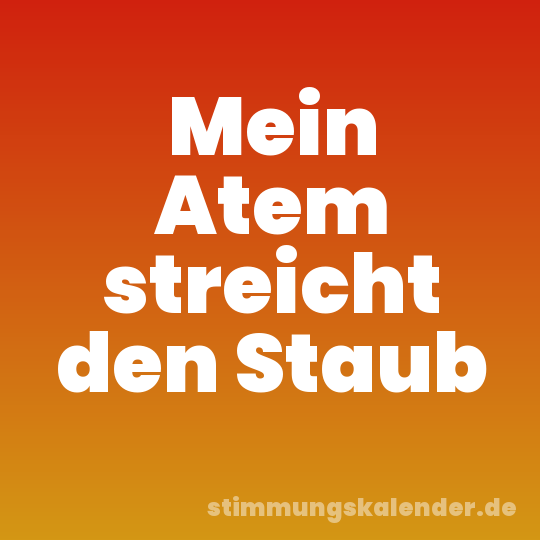 Mein Atem streicht den Staub