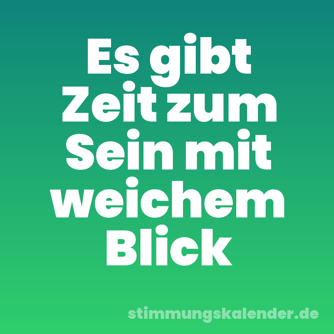 Es gibt Zeit zum Sein mit weichem Blick