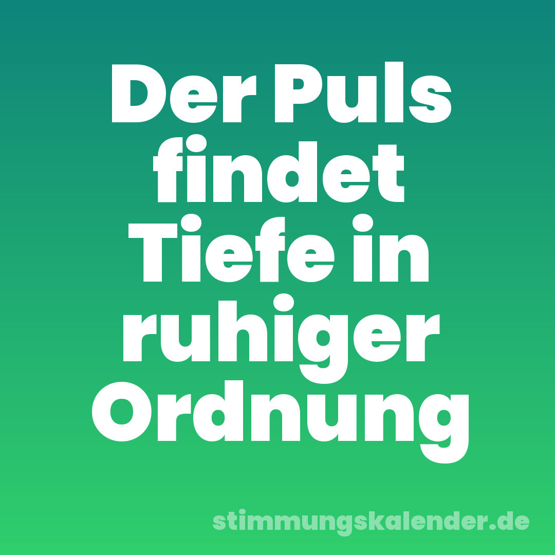 Der Puls findet Tiefe in ruhiger Ordnung