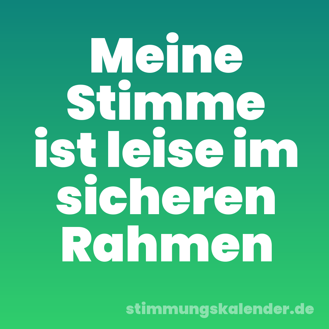 Meine Stimme ist leise im sicheren Rahmen