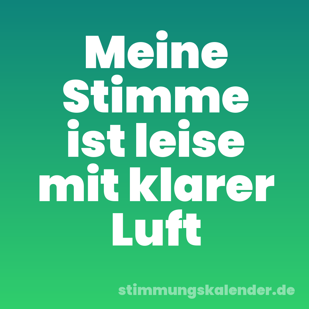 Meine Stimme ist leise mit klarer Luft