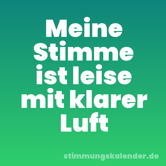 Meine Stimme ist leise mit klarer Luft