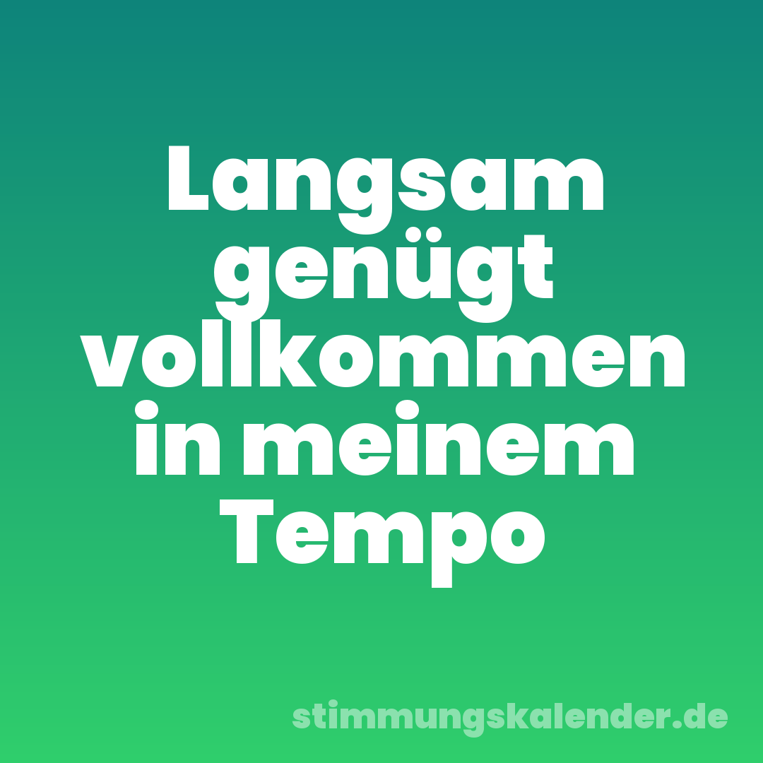 Langsam genügt vollkommen in meinem Tempo