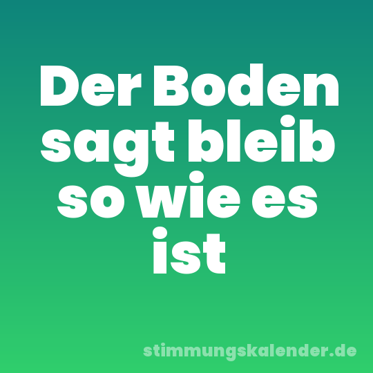 Der Boden sagt bleib so wie es ist