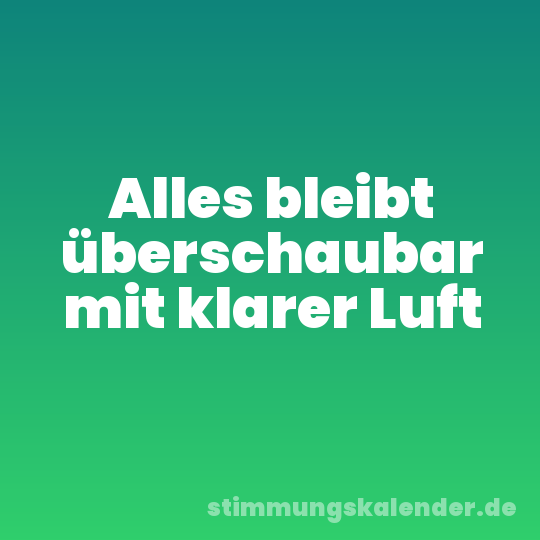 Alles bleibt überschaubar mit klarer Luft