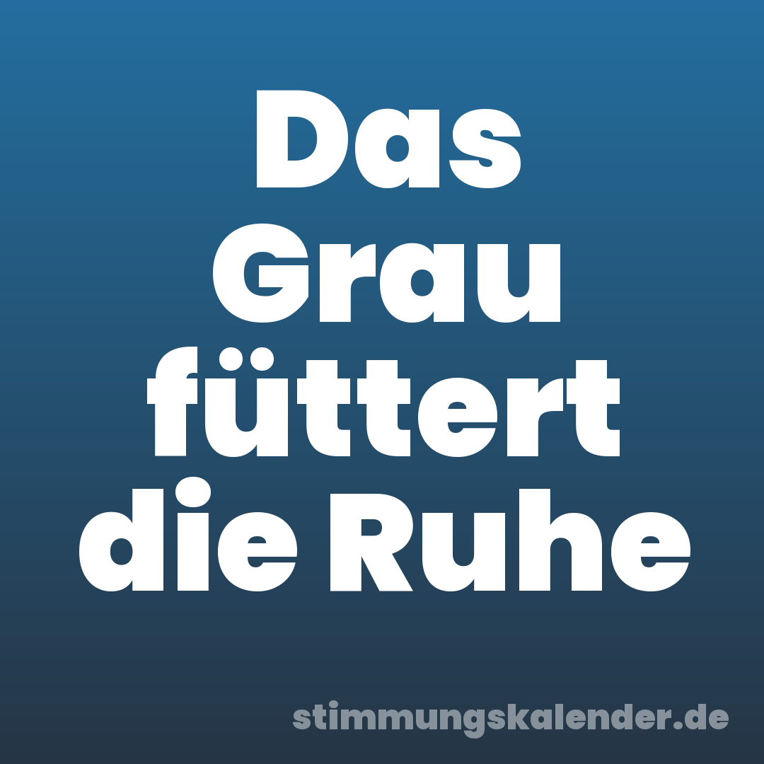 Das Grau füttert die Ruhe
