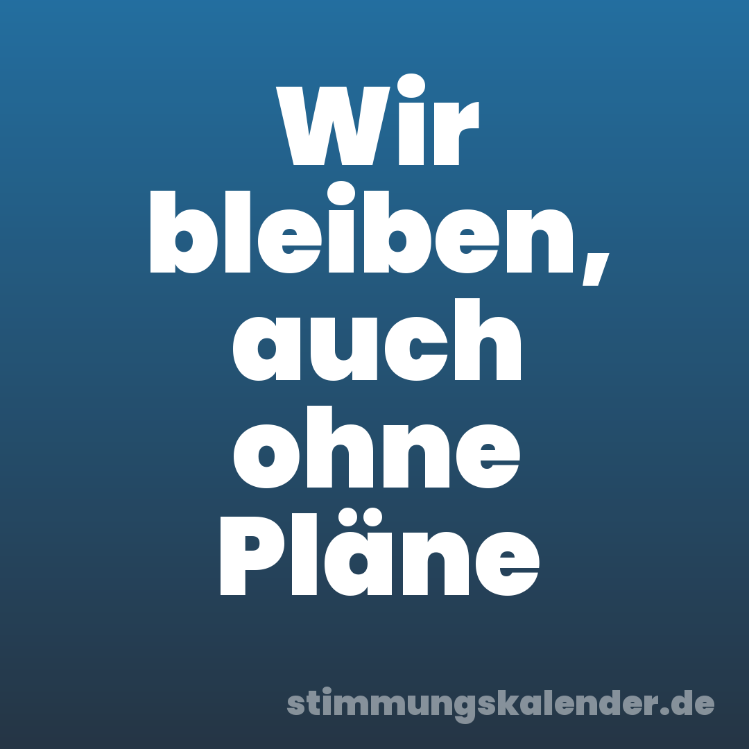 Wir bleiben, auch ohne Pläne