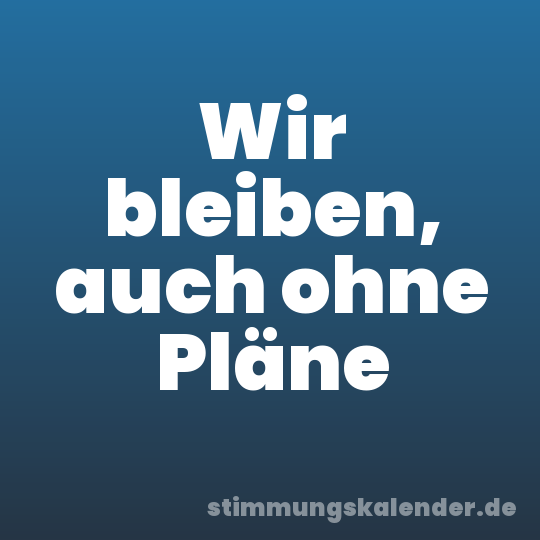 Wir bleiben, auch ohne Pläne