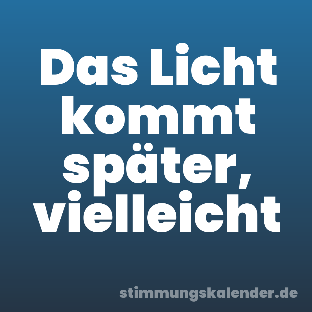 Das Licht kommt später, vielleicht