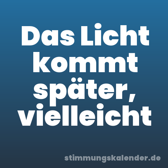 Das Licht kommt später, vielleicht