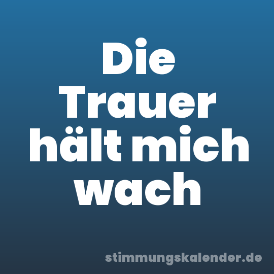 Die Trauer hält mich wach