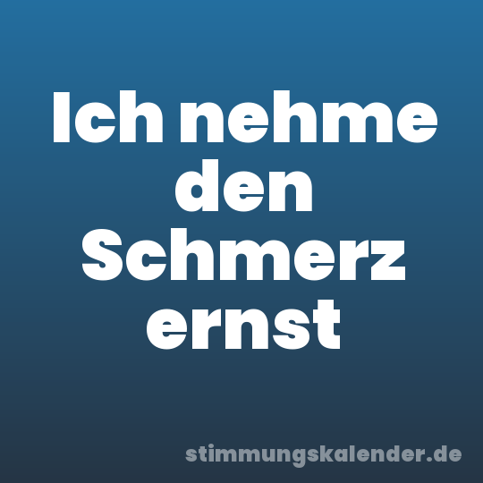 Ich nehme den Schmerz ernst