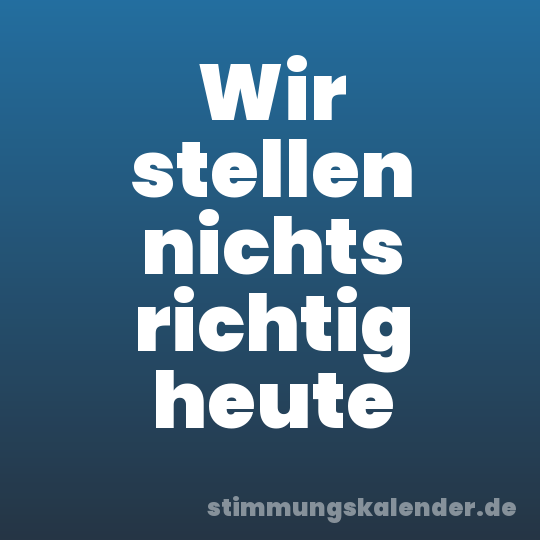 Wir stellen nichts richtig heute