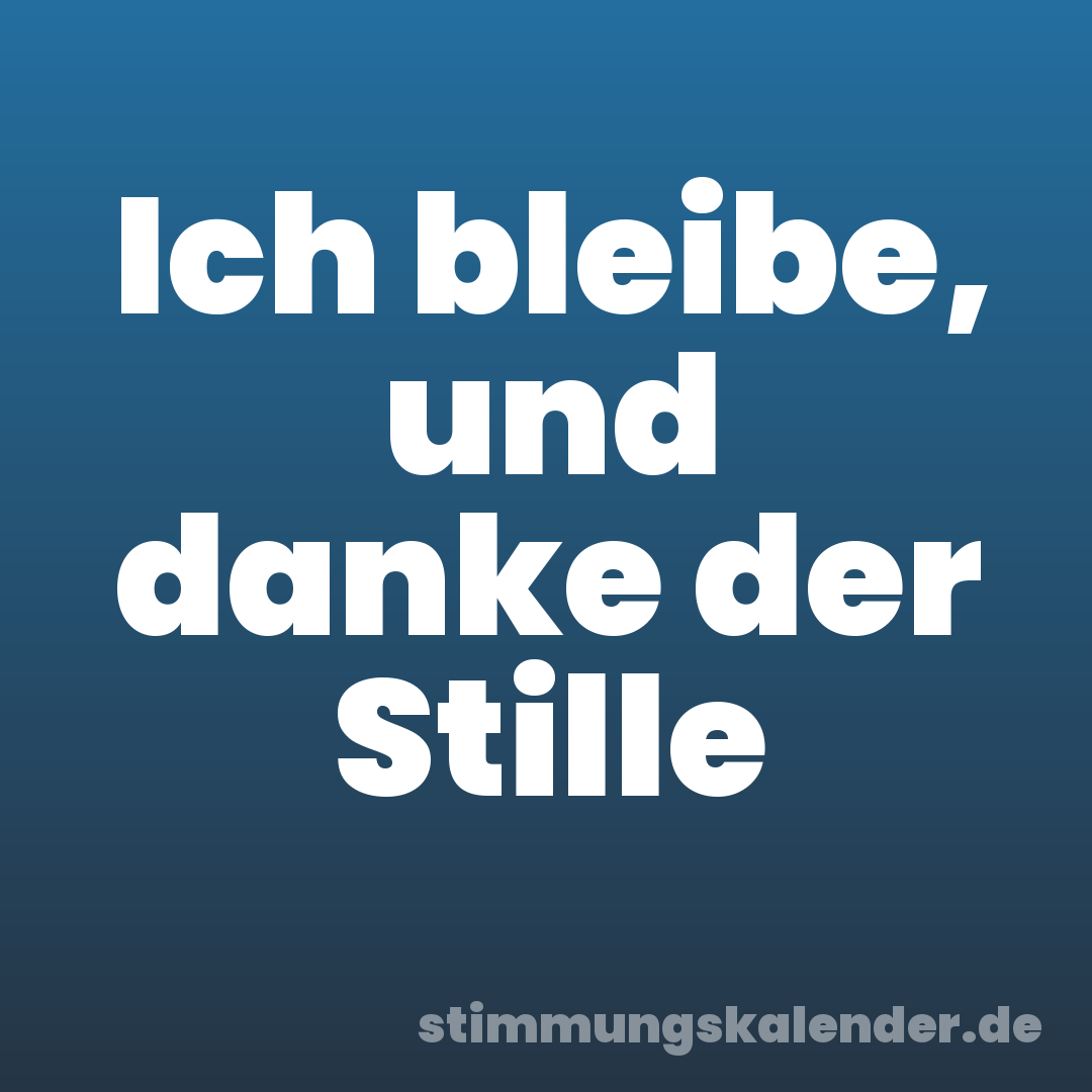 Ich bleibe, und danke der Stille